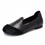 Johnature Mitmek&uuml;lgsed Retro Naiste Slip-on Kingad Ehtne Nahk &Uuml;mar Nina Madal Pehme Tald Lamedad Kingad 35 must