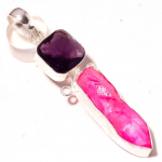 Crack Crystal African Amethyst Gemstone Handmade Jewelry Pendant 2.8 i2a77
