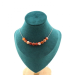 Pierres et Min&eacute;raux. Collier 10 perles Agate ruban&eacute;e 8 mm. Chaine en acier inoxydable Collier femmes, hommes. Taille personnalisabl