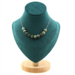 Pierres et Min&eacute;raux. Collier 10 perles Turquoise Africaine 8 mm Chaine en acier inoxydable Collier femmes, hommes. Taille personnal
