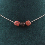 Pierres et Min&eacute;raux. Collier 3 perles Rhodochrosite du Br&eacute;sil Chaine en acier inoxydable Collier femmes, hommes. Taille personnalis