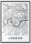 Plakat mapa plan miasta londyn w czarnej ramie 21x30 cm