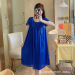 Naiste suvine Ice Silk pidžaamakomplekt: L&otilde;ige on vaba, &Uuml;hev&auml;rviline, Pitskaunistus, Mugav vabaajar&otilde;ivas One Size