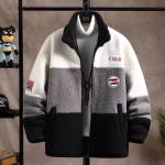 Lambanahast meeste talvejope teismelistele: Lahtine, pehme, paksendatud, moodne ja vabaaja kampsun L must