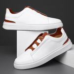 Meeste valged nahast slip-on kingad - Uued s&uuml;gisesed stiilid, Vabaaja mitmek&uuml;lgsed, Trendikad, Saadaval suurtes suurustes 45