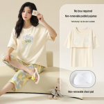 Naiste suvine l&uuml;hikeste varrukatega pidžaamakomplekt - Vaba l&otilde;ikega vabaaja Korea stiil &uuml;mara kaelusega L (For 100-120 lbs)