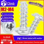 PWT rauast nikeldatud &uuml;mmarguse peaga isepuuriv kruvi koos seibi ja vahepealse freesisabaga, suurused M2/M3/M4 M2.3*8*5 (1,000 pieces)