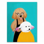 Naljakas koomiksiloomaposter Moodne P&otilde;hjala seinakunst Koer Kass Ilusalong L&otilde;uendimaal Kitarri m&auml;ngiv kass Print Kodukaunistus 21cm&times;30cm NoFrame