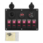6 nupuga merepaadi l&uuml;litipaneel 12V veekindel RV LED-l&uuml;litipaneel autole, veoautole, merepaadile punane