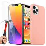 Coque silicone slim rose pour iphone 13 (6,1 ) et 2 verres tremp&eacute;s vitre protection d'&eacute;cran e.F.Connection