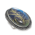 Golden Rutile Handmade 925 Sterling Silver Jewelry Ring Size 6.5 h9i28