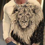 Vintage meeste pikkade varrukatega T-s&auml;rk 3D prindiga s&auml;rgid Mood Animal Wolf Graphics L&uuml;hikeste varrukatega Meeste Suured t&auml;navar&otilde;ivad Topid T-s&auml;rgid S