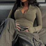 Naiste t&otilde;mblukuga pikkade varrukatega T-s&auml;rk T&auml;navar&otilde;ivad Harajuku vabaaja Seksikas Grunge Y2k Crop Top Pullover Skinny Slim Fit Basic naiste topid S