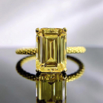 SpringLady Klassikaline 18K kullatud 925 sterlingh&otilde;bedast Emerald l&otilde;ikega 7*10 MM Tsitriinist kividest s&otilde;rmus naistele Peen ehtekunst 5