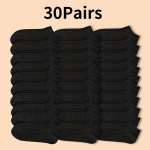 30/50 Paari Unisex L&uuml;hikesed Sokid Naistele Meestele Libisemiskindlad &Uuml;hev&auml;rvilised Madalad pahkluusokid Valge Must Hall Suvesokid black