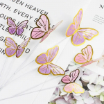 10 tk v&auml;rviline kullatud servadega liblikas tordipealne Palju &otilde;nne s&uuml;nnip&auml;evaks koogikaunistused Pulmapruudi magustoidu peokaunistus lilla