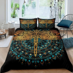 Boheemlaslik kiiliprintsiga tekikott King Size Mandala Paisely voodipesukomplekt Lilla Tie Dye V&auml;rviline Hippie Pol&uuml;ester tekikate AU Single(140x210cm) black