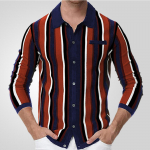 Meeste vabaaja triibuline v&auml;rviplokkidest kootud kardigan rev&auml;&auml;ridega pealisr&otilde;ivas XL