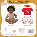 50cm Beebinukk Nagu P&auml;ris Reborn Must T&uuml;druk Realistlik Maalitud Beebid Silikoonvin&uuml;&uuml;l Aafrika-Ameerika Pehme Riidest Keha Juurdunud Juuksed 50cm