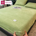 Soe flanellkattega voodilina elastse ribaga &uuml;he-/kaheinimesevoodi jaoks &Uuml;lipehme, soojalt paigaldatav kaitsekate Nahas&otilde;bralik madratsikate 90cmx200cm Only a Sheet