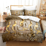 3D Buddha Voodipesukomplektid Tekikott Komplekt Padjap&uuml;&uuml;ridega &Uuml;heinimese T&auml;iskasvanu Kuninganna Kuningas Voodipesu Voodipesu EU single(135x200cm) beige