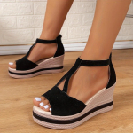 Moodsad platvormsandaalid Vabaaja Kalasuuga Kanepist K&ouml;is Suvekingad Naistele Retro Paks Tald 7cm K&otilde;rged Kontsad Rooma Sandaalid Feminine Klipid 36 must