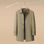 Kevade ja s&uuml;gise keskmise pikkusega meeste trenchcoat, keskealise isa &auml;ri rev&auml;&auml;riga vabaajajakk S khaki
