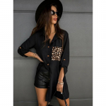 Leopard Tasku Patchwork Pikad S&auml;rgid Esteetiline R&otilde;ivastus Mood Bluusid Kevad S&uuml;gis L&otilde;dvad Pikad Varrukad Elegantne &Uuml;les&auml;rgid XXXL must