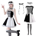 Klouni Cosplay Halloween Mustvalge Ruuduline &Uuml;hev&auml;rviline Kloun [Piimjas Aeg] Kost&uuml;&uuml;m, Muster,