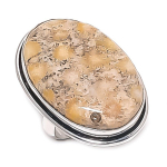 Natural Fossil Coral Gemstone 925 Sterling Silver Jewelry Ring Size 7 r5z20