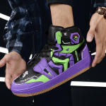 AJ Ei. 1 masinliigend piiratud v&auml;ljaanne aj1 k&otilde;rge s&auml;&auml;rega tossud br&auml;nd meeste kingad animatsioon EVA mecha sport mandariinipart moekad kingad 44 purple