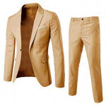 Meeste Briti stiilis elegantsed bleiserid 2-osalised komplektid &Auml;ris&auml;rk P&uuml;ksid Jakk Mantel 3 &uuml;likonda Ametlik riietus Pulma&uuml;likond XS khaki