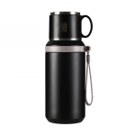600ml Roostevabast terasest kohvitass Reisimiseks termokruus Lekkekindel termospudel Tee-kohvitass Kontori &auml;ristiilis termospudel 600ml must