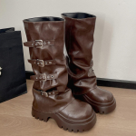 Naiste Saapad P&otilde;lvini Platvorm Paksu Kontsaga Trend Punk Gooti Uus Rock Nahast Mood Naiste Kingad Mootorrattajalatsid 38