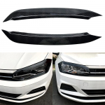 VW Polo 2019 2020 jaoks Autostiil Esitulede Lambi Kulmupilu Silmalau Vormimine Liist Kate ABS S&uuml;sinikkiust V&auml;limus 2tk Tarvikud imitation carbon