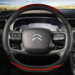 Citroen C1 C2 C3 C4 C5 C4L Berlingo C4 PICASSO C5 AIRCROSS auto rooliratta kate s&uuml;sinikkiud+nahk auto jaoks RED O SHAPE