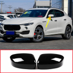 2 x Glossy Black Car Side Rearview Mirror Cover Cap Trim Accessories For Maserati Levante 2016 2017 Glossy Black