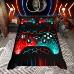 Homewish Poiste M&auml;nguri M&auml;ngude Tekikate Komplekt Neoonvalgustega K&auml;rgstruktuuri Voodipesu Must Kahepoolne Tekikate Komplekt EU Single(135*200cm)3pcs