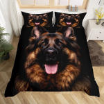 Koeraprindiga tekikott 3D Saksa lambakoera kutsika prindiga voodipesukomplekt lastele poistele t&uuml;drukutele lastele lemmiklooma loomateemaline tekikate AU Double(180*210cm)3pcs