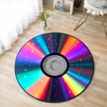 Retro vin&uuml;&uuml;lplaadi &uuml;mmargune vaip &ndash; Prinditud muusikavaip elutuppa v&otilde;i magamistuppa &ndash; Masinpestav, libisemiskindel p&otilde;randamatt Diameter 90cm(35in)
