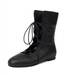 Stiilsed saapad naistele Vintage l&uuml;hikesed saapad paeltega Cosplay keskaegsed kunstnahast gooti kingad daamile Botas Invierno Mujer 35 must