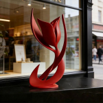 3D-prinditud minimalistlik abstraktne roosikuju &ndash; INS-stiilis kodu t&ouml;&ouml;laua kaunistus Red