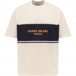 Stone Island T&auml;heprindi Muster &Uuml;mmarguse Kaelusega L&uuml;hikeste Varrukatega T-s&auml;rk Meeste Topid Beež K1S152100024S00X9-V0093 M