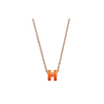 Hermes Mini Pop H Ripats Erksav Oranž Kullatud Kaelakee Naiste kaelakee Roosa Kuld H147992FO02 Box+Shopping Bag