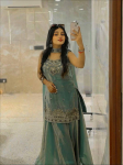 Naiste disaineri peokleit Sharara Salwar komplekt India Bollywood kahev&auml;rviline Fandy siidist Salwar Kameez M