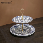 KEMORELA 2/3-tasandiline keraamiline magustoidu alus-Mitmekihiline koogialus Euroopa stiilis buffet'le ja peodekoratsioonideks