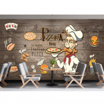 Pitsa Seinamaal 3D Toit Restoran Pitsa Tapeet Eemaldatav Kiirtoidurestoran Suupistepood Tapeet 200 cm(W) x 140 cm(H)