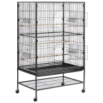 Linnupuuri, 800 x 520 x 1320mm, Tasane &uuml;laosa, Sepistatud rauast linnu lennupuur pulkadega, V&auml;ljat&otilde;mmatava sahtli ja plastmassist s&ouml;&ouml;turitega, Rattad, Papagoi jaoks, Sinine