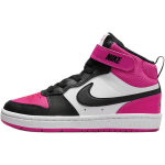 Nike Court Borough 2 Leather Comfortable Slip Resistant Abrasion Resistant Mid top Kids' Skateboarding Shoes Black Pink HV0935-100 28 black