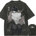 Maki Zenin Seljaprindiga T-s&auml;rk Jujutsu Kaisen Graafiline T-s&auml;rk Vintage Pesuga &Uuml;lem&otilde;&otilde;duline Retro Anime Harajuku Meeste Streetwear R&otilde;ivad M